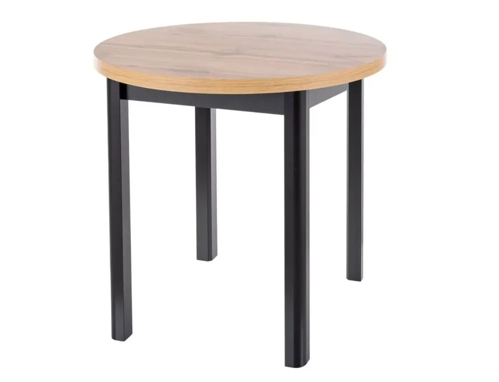 Stół okrągły ADAM 80 cm dąb artisan / czarny mat |MIRAT