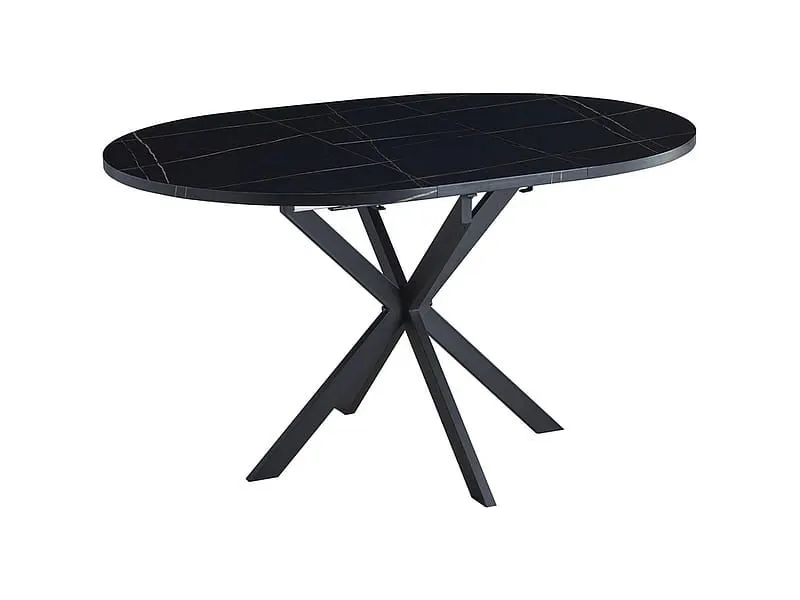 Okrągły stół rozkładany Gaston 100x100-135 cm czarny marmur | MIRAT styl LOFT