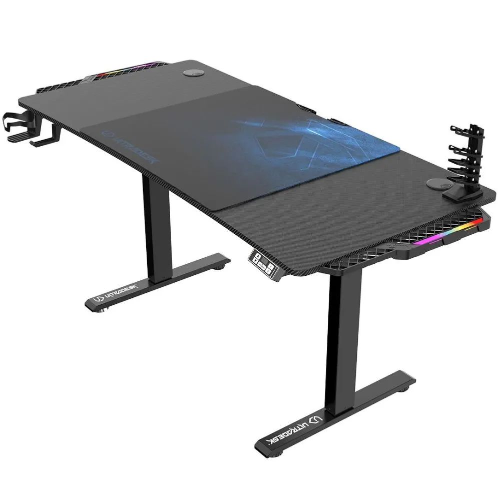 Biurko gamingowe LEVEL V2 LED niebieskie ULTRADESK | MIRAT.