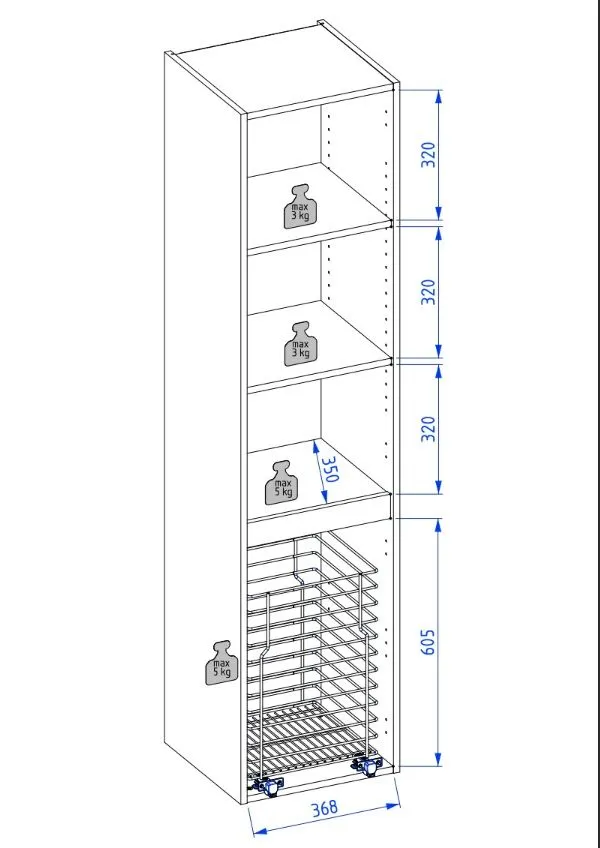 Szafka łazienkowa wysoka ARCO 40 cm kaszmirowa dwudrzwiowa | MIRAT  kolekcja ARCO