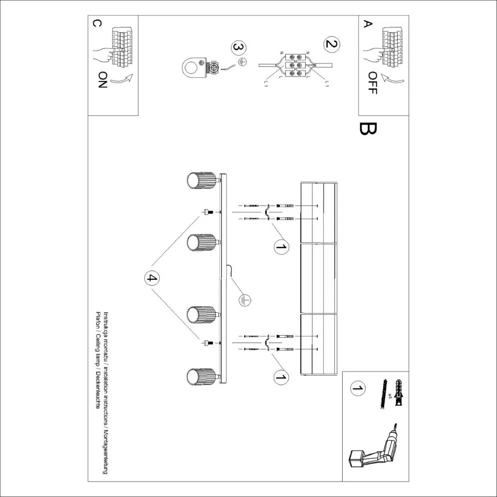 Plafon KARBON 4L biały | sklep MIRAT  kolekcja karbon