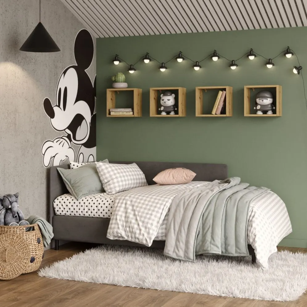 Komplet 4 wiszących półek TUTTI dąb artisan na książki i dekoracje | MIRAT.