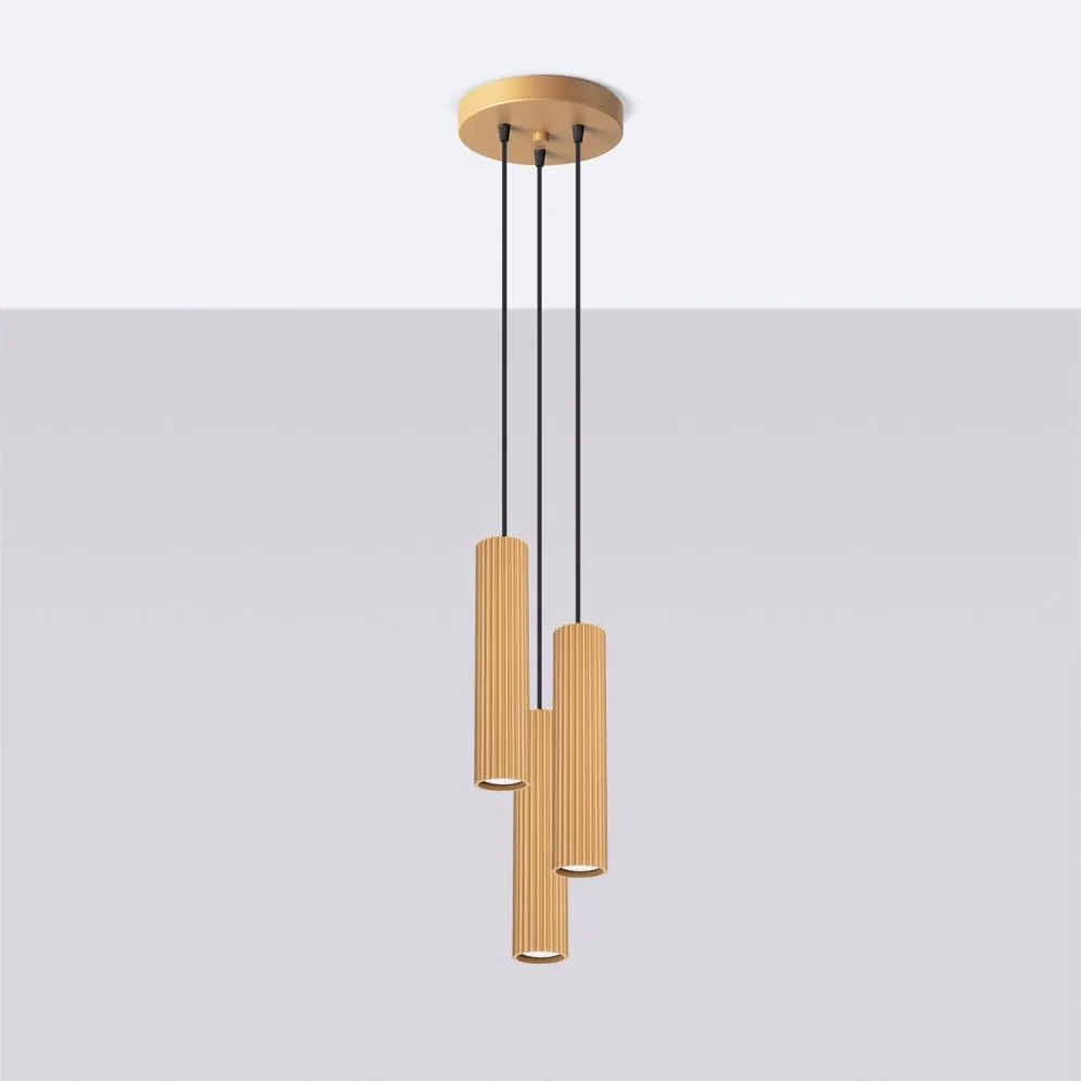 Lampa wisząca KARBON 3P złoty | sklep MIRAT kolekcja karbon