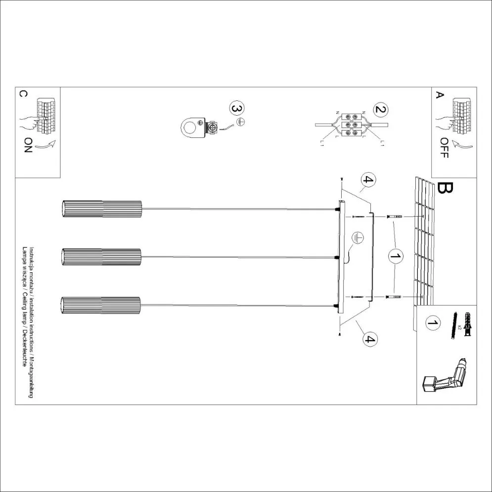 Lampa wisząca KARBON 3L czarny | sklep MIRAT kolekcja karbon