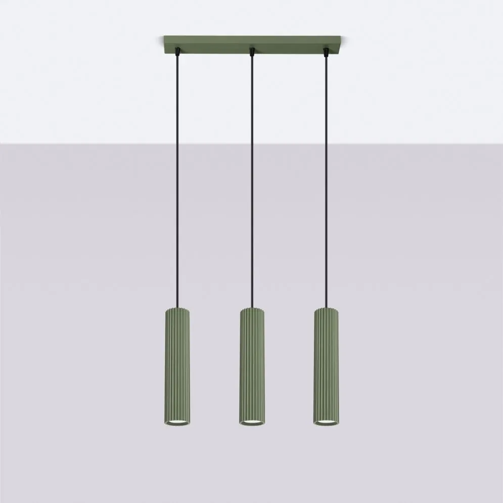 Lampa wisząca KARBON 3L zielona oliwka | sklep MIRAT kolekcja karbon