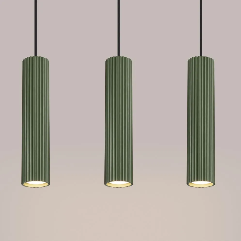 Lampa wisząca KARBON 3L zielona oliwka | sklep MIRAT kolekcja karbon