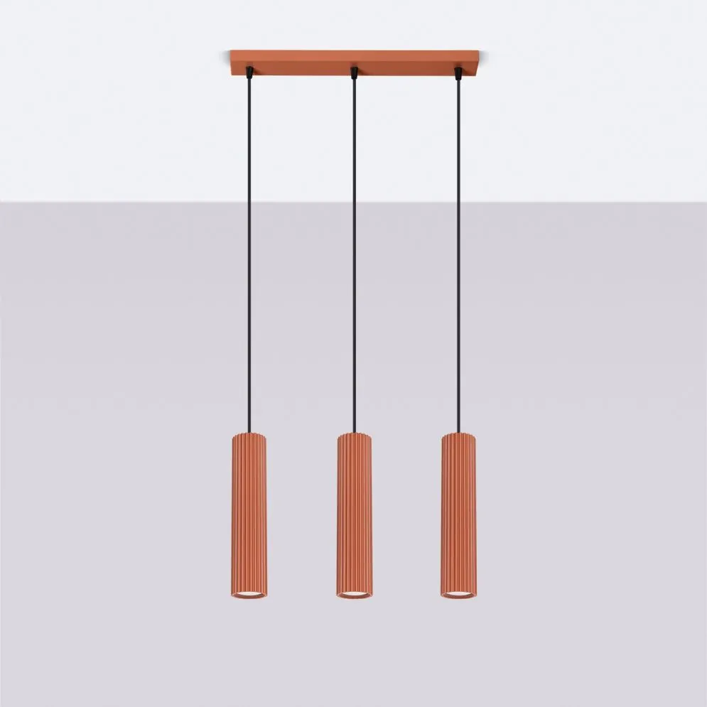 Lampa wisząca KARBON 3L ochra czerwona | sklep MIRAT  kolekcja karbon