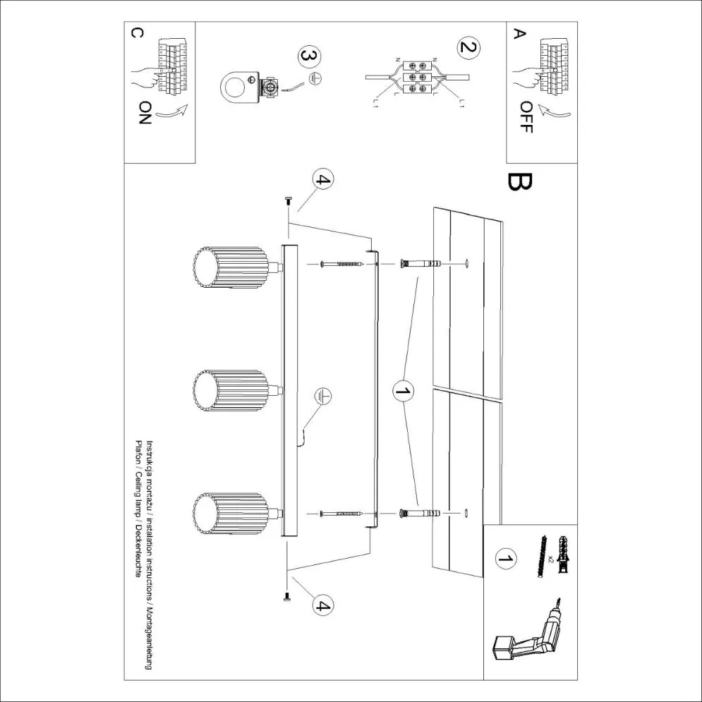 Plafon KARBON 3L czarny | sklep MIRAT  kolekcja karbon