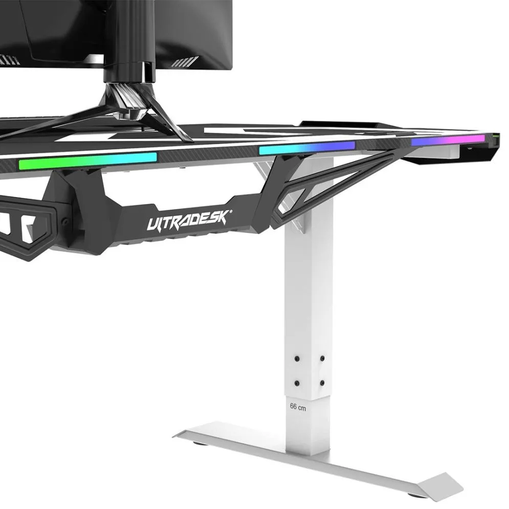 Biurko gamingowe FORCE białe z regulacją wysokości I sklep meblowy MIRAT.