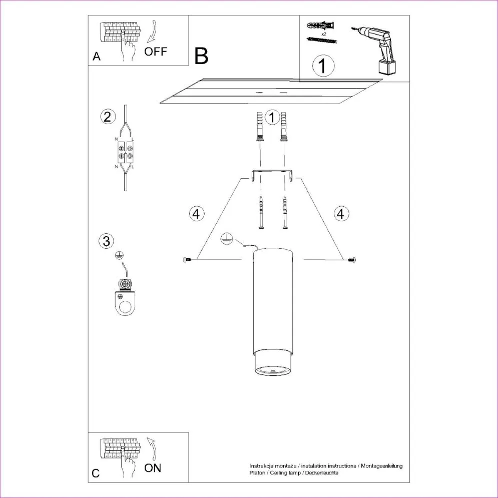 Plafon NERO 22,5 czarny/chrom | sklep MIRAT  kolekcja nero