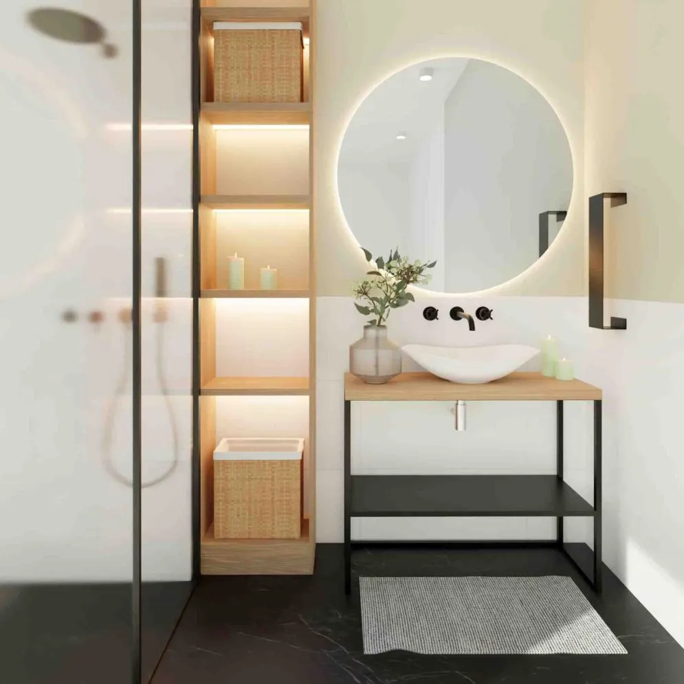 Szafka pod umywalkę LISA 75 cm czarny/dąb nowoczesna I sklep meblowy MIRAT. styl LOFT