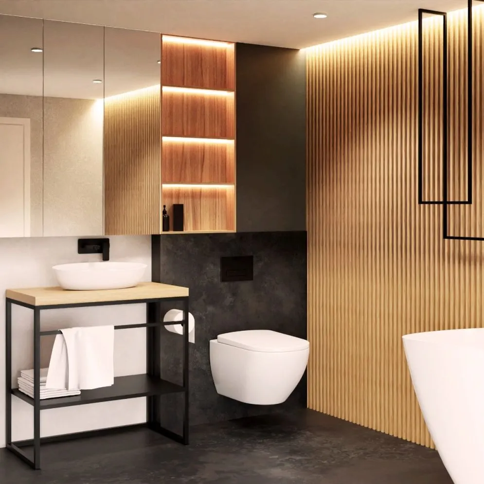 Szafka pod umywalkę nablatową LILY 75x35 cm czarny/dąb nowoczesna I sklep meblowy MIRAT. styl LOFT