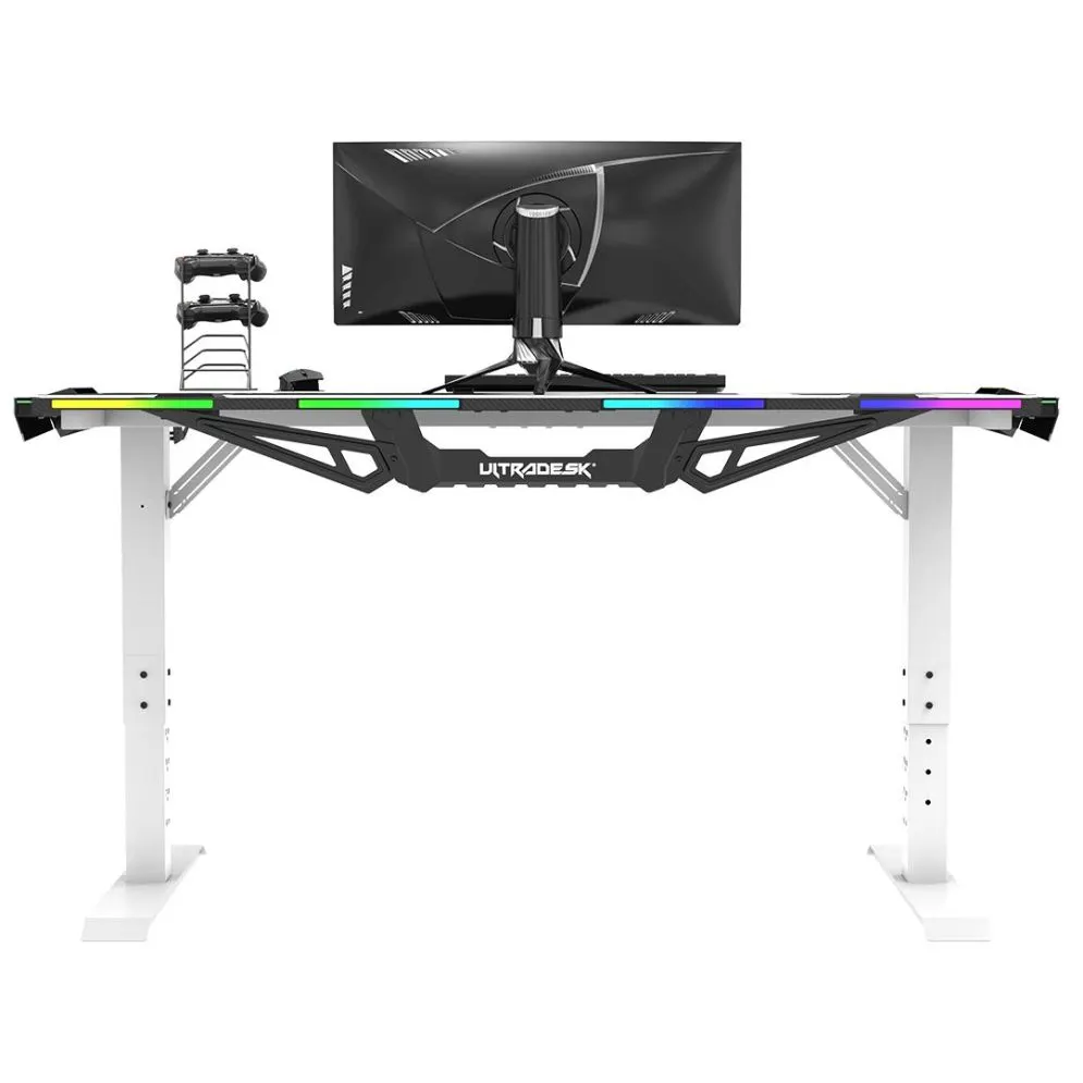 Biurko gamingowe FORCE białe z regulacją wysokości I sklep meblowy MIRAT.