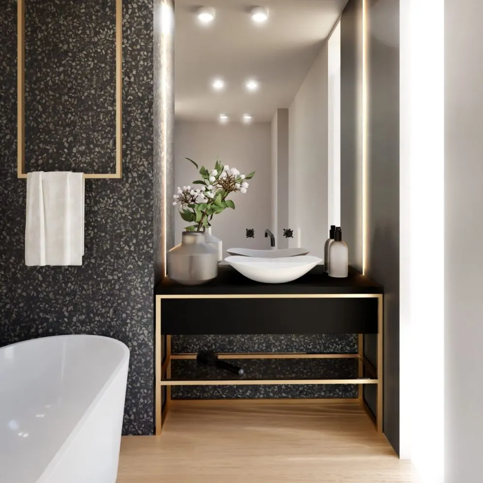 Szafka pod umywalkę nablatową BOSTON GOLD 100 cm złoty/czarny nowoczesna I sklep meblowy MIRAT. styl GLAMOUR