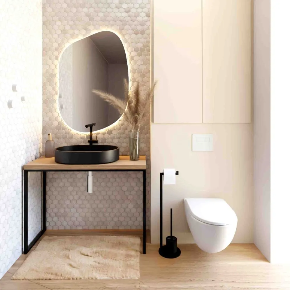 Szafka pod umywalkę nablatową KALI 95 cm czarny/dąb stojąca I sklep meblowy MIRAT. styl LOFT