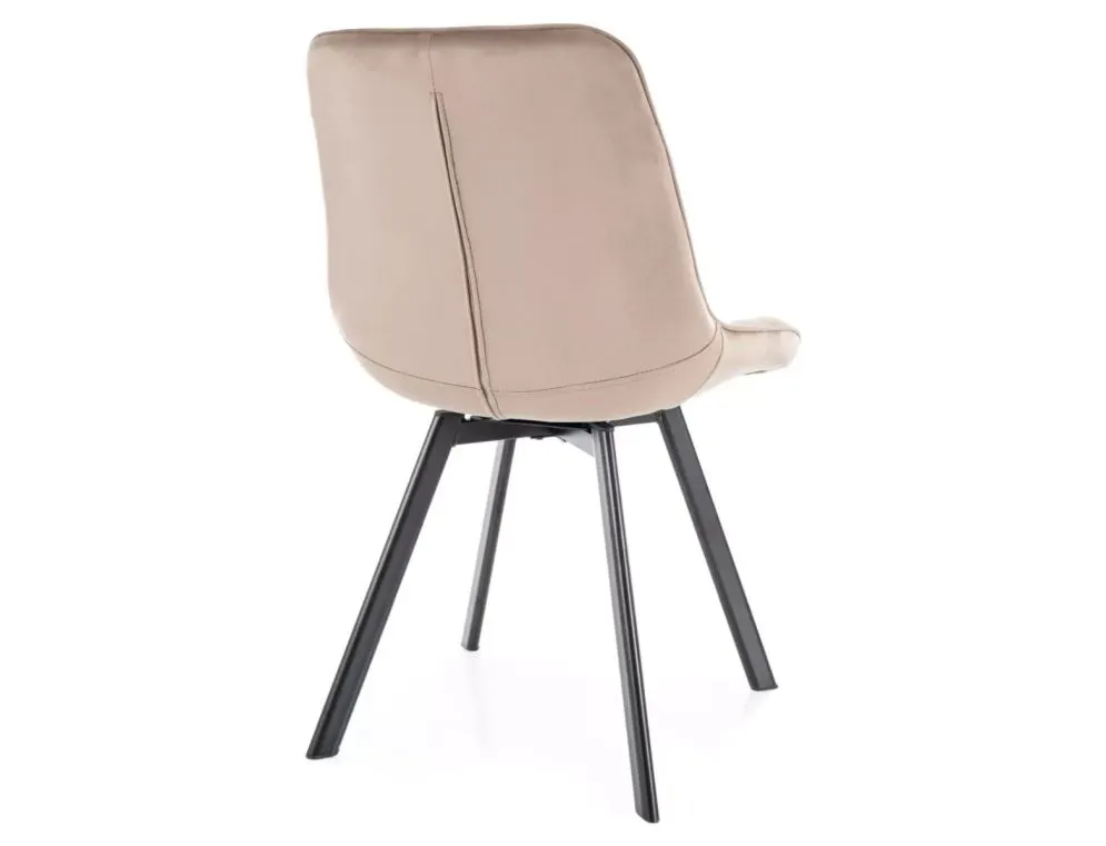 Eleganckie krzesło Monti Velvet beżowe na czarnej podstawie | MIRAT styl LOFT