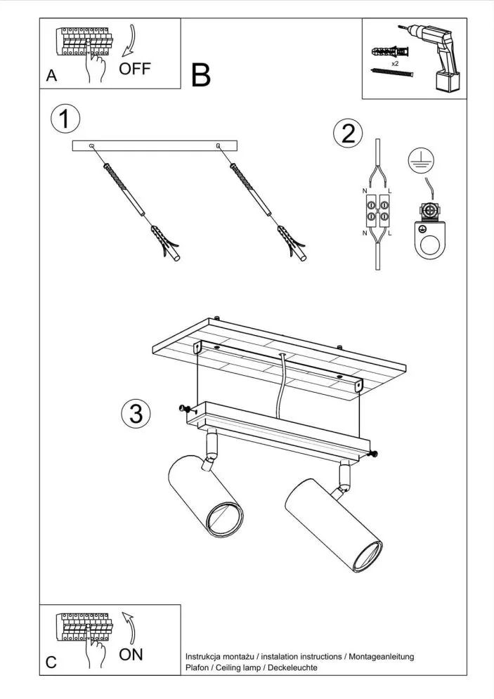 Plafon DIREZIONE 2 czarny | sklep MIRAT  kolekcja direzione