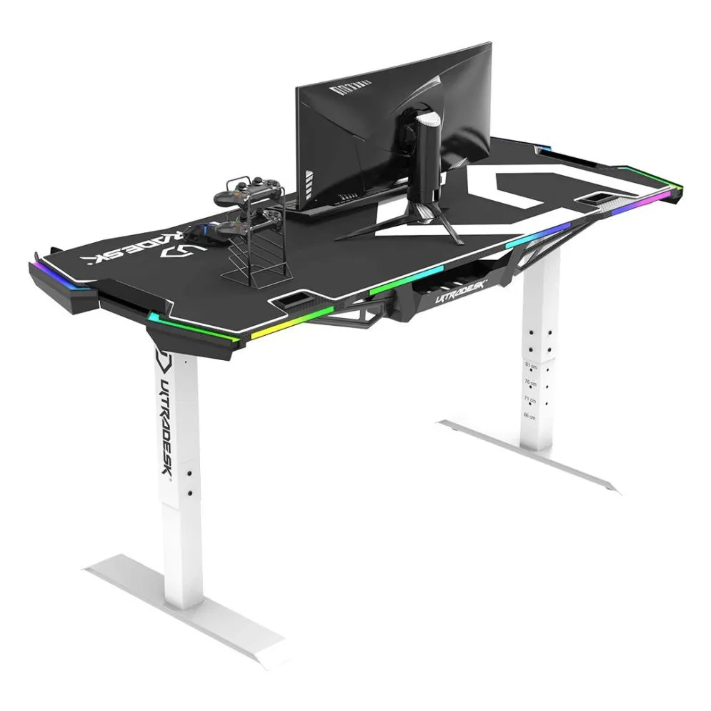 Biurko gamingowe FORCE białe z regulacją wysokości I sklep meblowy MIRAT.