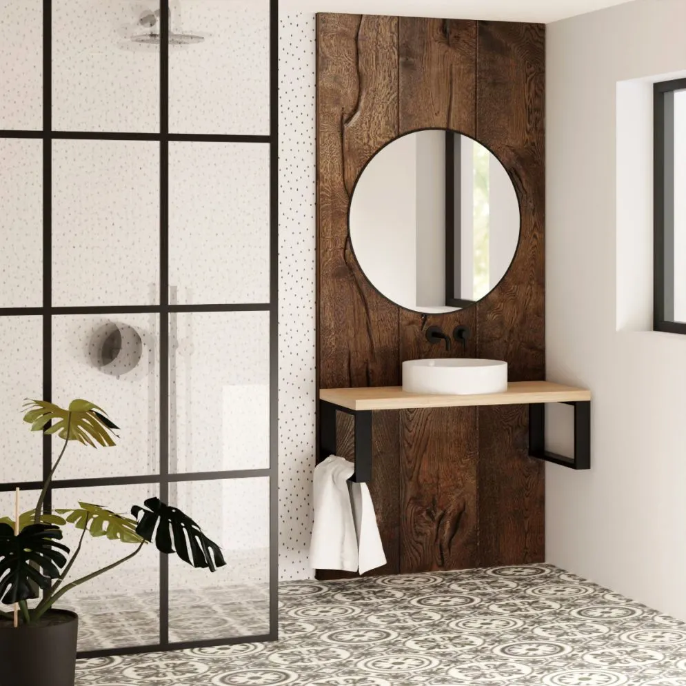 Szafka pod umywalkę nablatową EVE 75x43 cm czarny/dąb I sklep meblowy MIRAT. styl LOFT