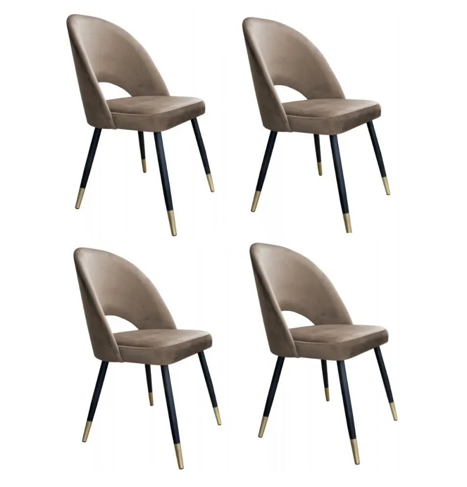 Zestaw krzeseł ISKAR VELVET GOLD 4 szt. beżowy/złoty glamour I sklep meblowy MIRAT. styl GLAMOUR
