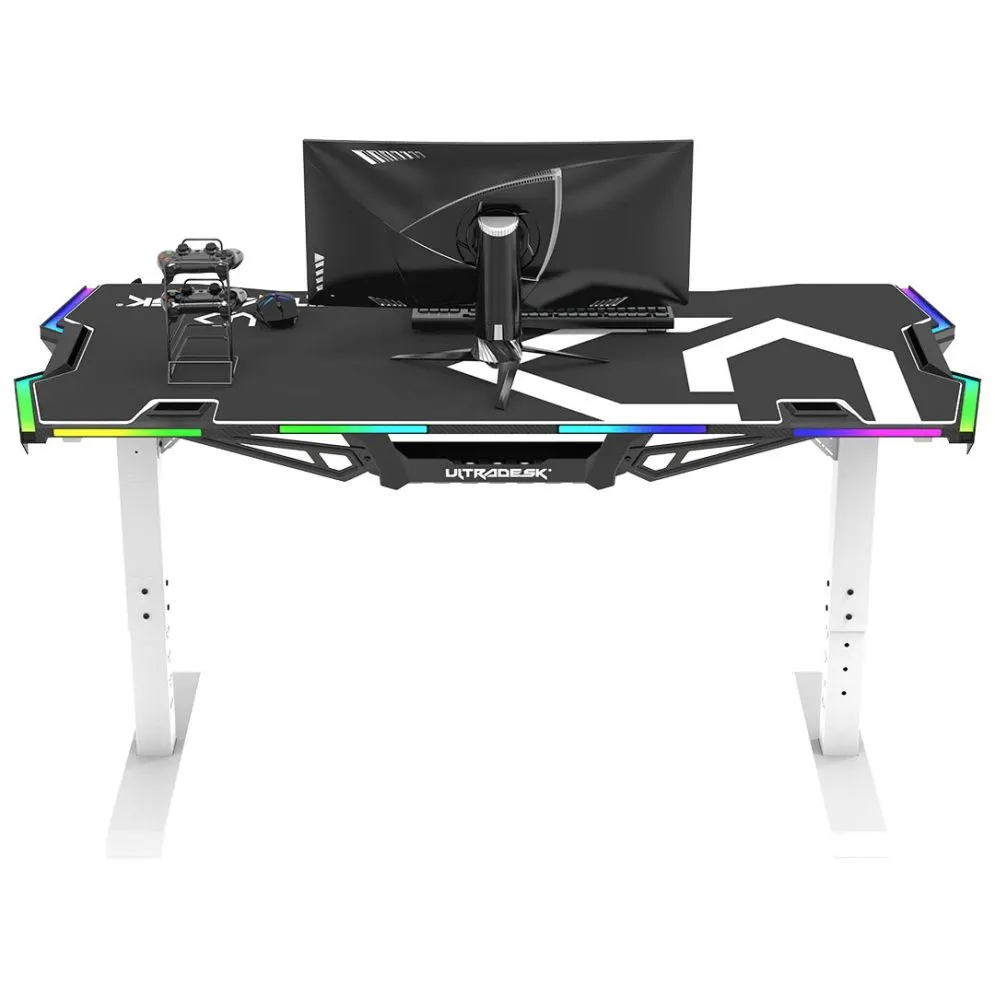 Biurko gamingowe FORCE białe z regulacją wysokości I sklep meblowy MIRAT.