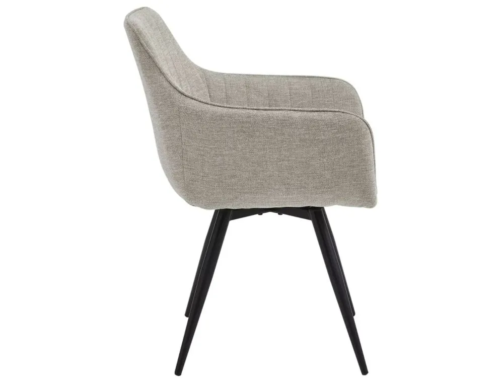 Szare krzesło jadalniane BALLO Brego obrotowe z podłokietnikami | MIRAT styl LOFT