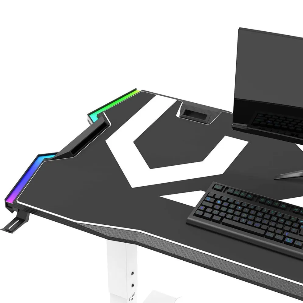 Biurko gamingowe FORCE białe z regulacją wysokości I sklep meblowy MIRAT.