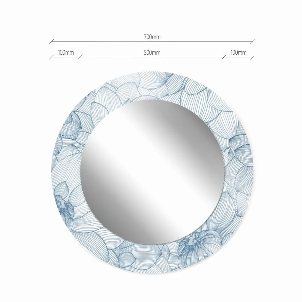 Lustro okrągłe MORENA FLOWERS 70cm niebiskie do salonu I sklep meblowy MIRAT.