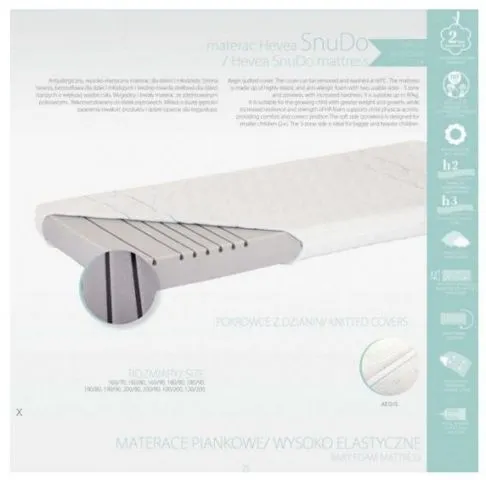 Materac piankowy Snudo 80x160 H2 i H3 antyalergiczny | MIRAT.