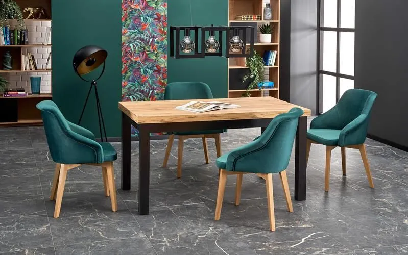 Stół rozkładany TIAGO 140(220)x80 dąb/czarny w stylu loft | MIRAT. w stylu LOFT kolekcja