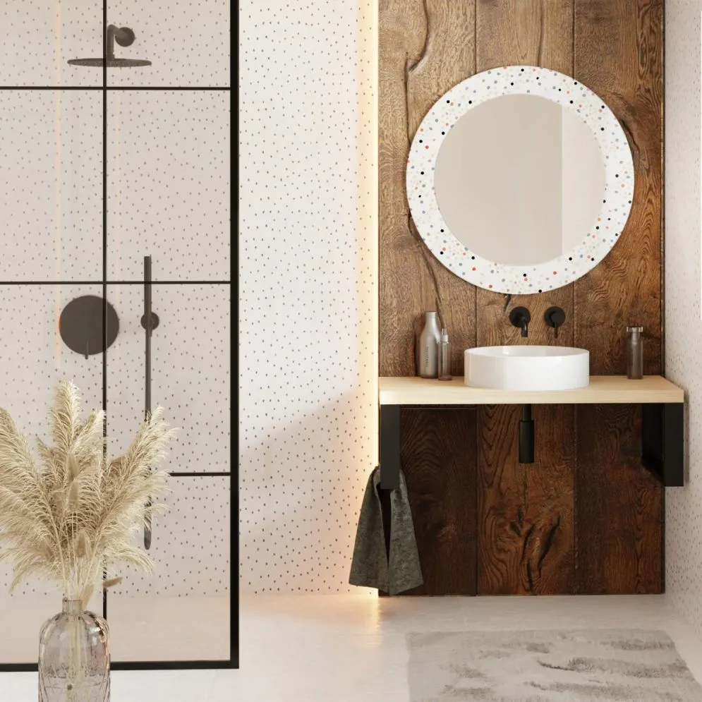 Lustro okrągłe MORENA DOTS 70cm białe do łazienki I sklep meblowy MIRAT.