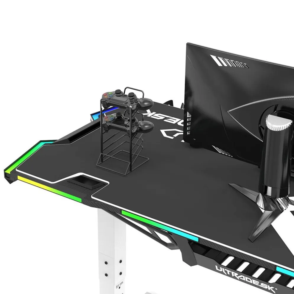 Biurko gamingowe FORCE białe z regulacją wysokości I sklep meblowy MIRAT.