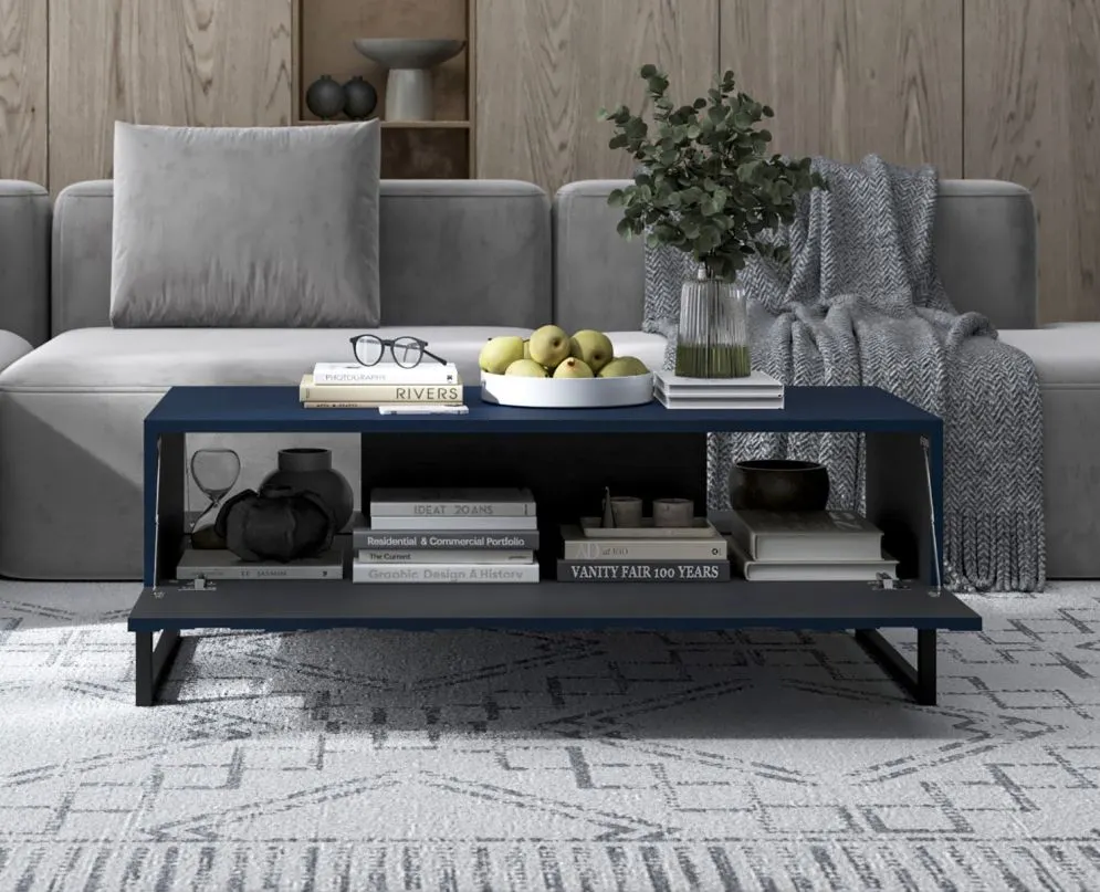 Stolik kawowy TAL 3D 110x54cm granatowy mat do salonu I sklep meblowy MIRAT. styl LOFT, RYFLOWANY kolekcja TAL