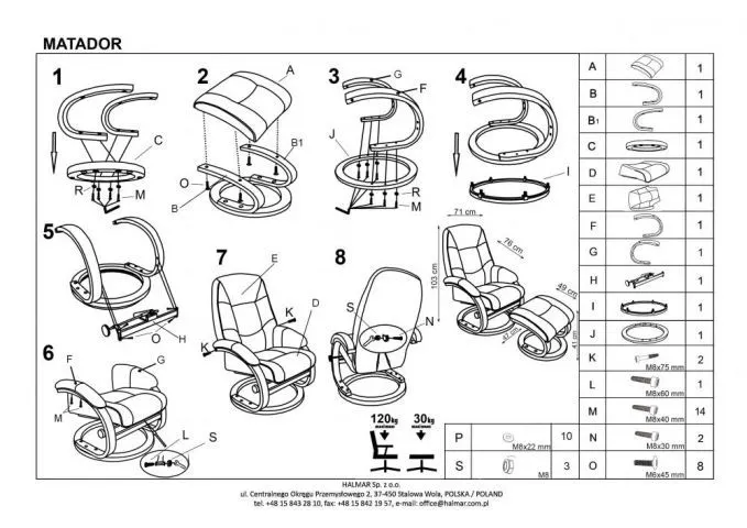 Skórzany fotel MATADOR z funkcją relax | MIRAT.