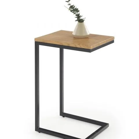 Dąb złoty czarna ława do salonu w stylu loft NISA