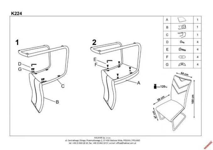 Instrukcja montażu krzesła K224