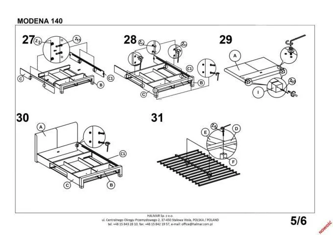 Łóżko MODENA 160x200 szare z gładkim zagłówkiem z szufladami | MIRAT.
