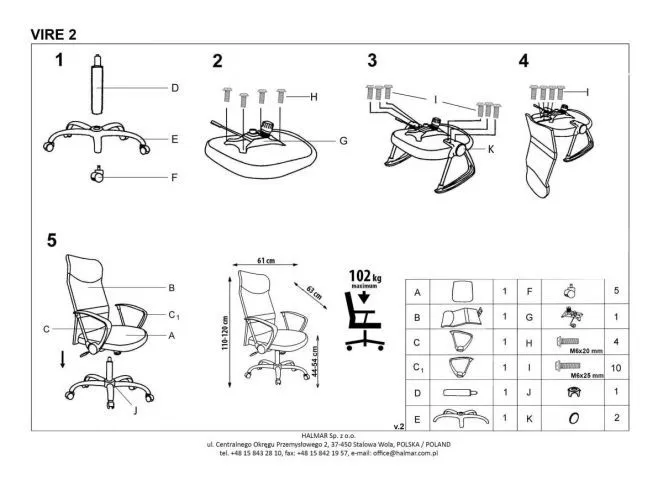 Instrukcja montażu fotela VIRE 2