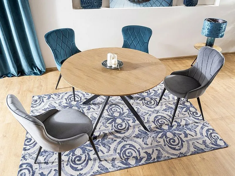 Stół okrągły ASTER dąb/czarny w stylu loft | MIRAT. styl LOFT