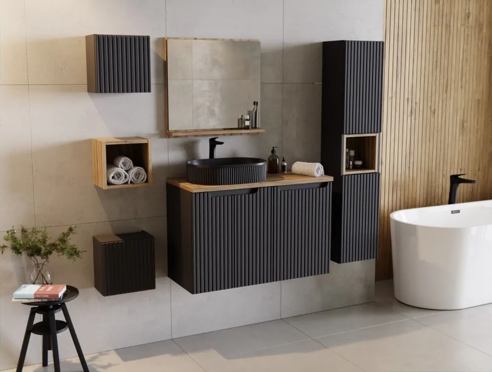 Półka wisząca NOVA BLACK 83-27-Q 27x25cm czarna kubik I sklep meblowy MIRAT.  kolekcja NOVA