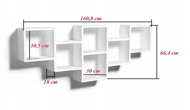 Półka ALESIA 9 szara wisząca do salonu | MIRAT. styl LOFT