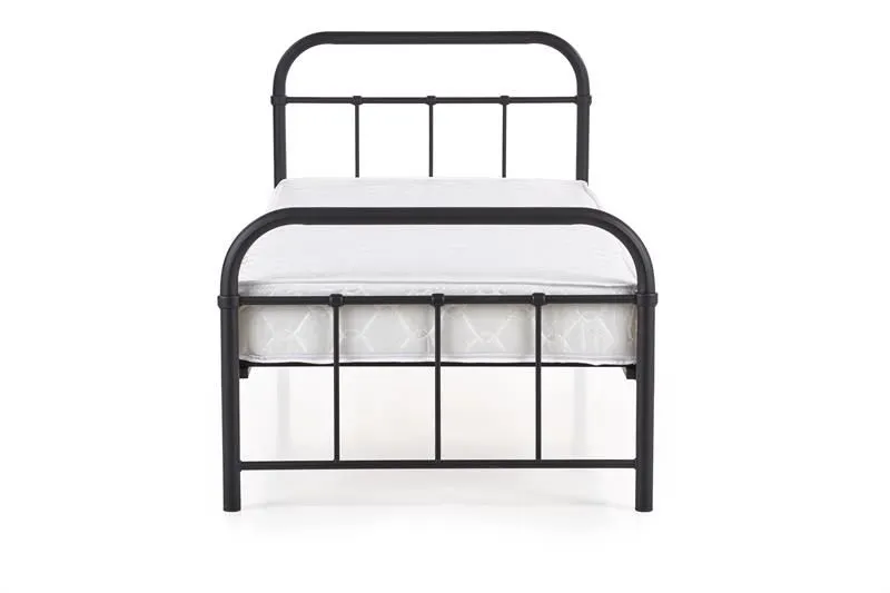 Łóżko LINDA 90x200 czarne metalowe jednoosobowe | MIRAT. styl LOFT