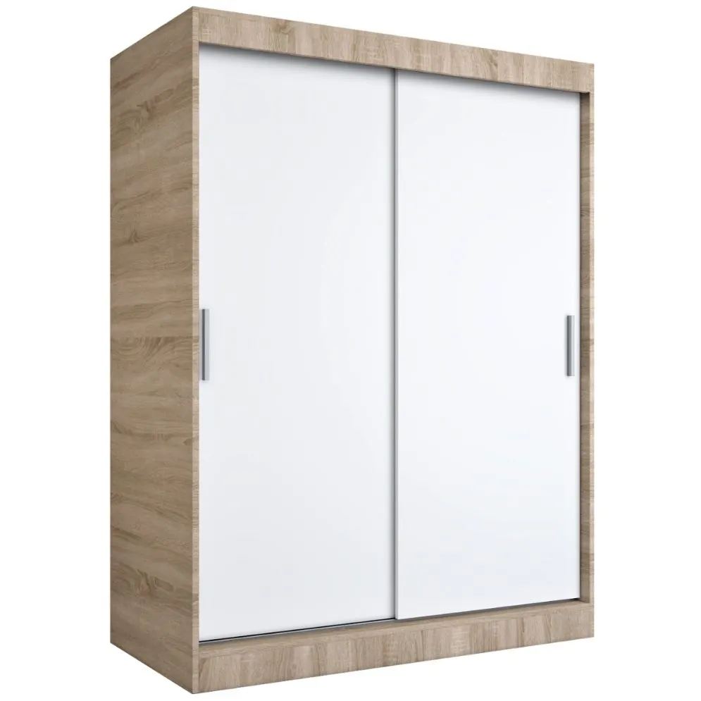 Szafa przesuwna MODUO COMFORT 150 dąb sonoma/biała mat gładka do sypialni | MIRAT. w stylu  kolekcja MODUO COMFORT