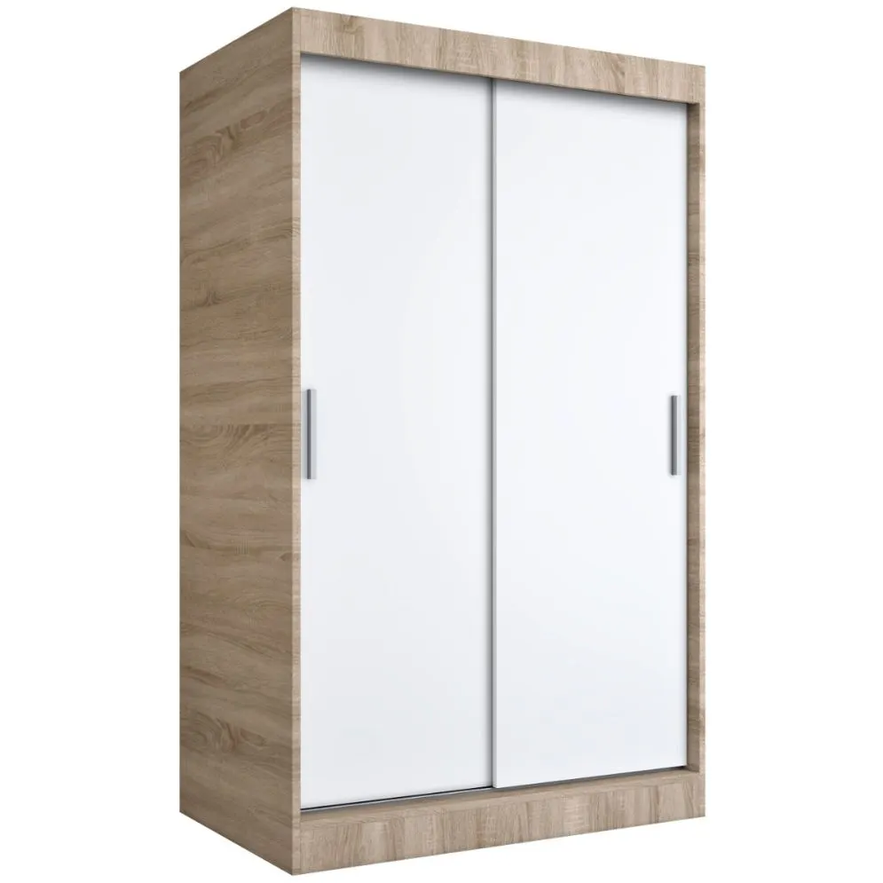 Szafa przesuwna MODUO COMFORT 120 dąb sonoma/biała mat gładka do sypialni | MIRAT. w stylu  kolekcja MODUO COMFORT