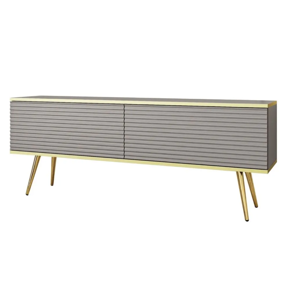 Szafka RTV KARL 3D 135cm wisząca/stojąca szary mat ryflowana I sklep meblowy MIRAT. styl GLAMOUR, RYFLOWANY