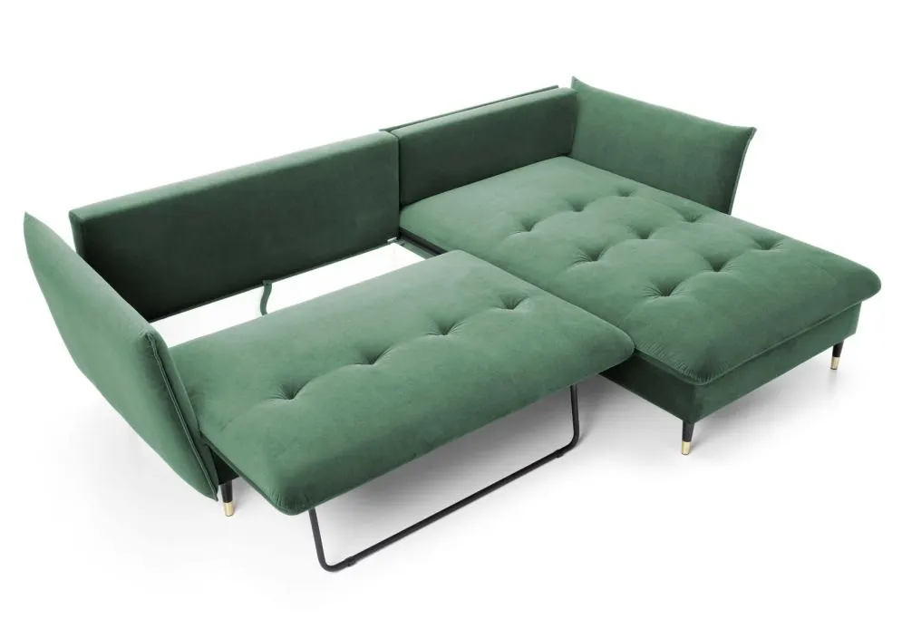 Narożnik z funkcją spania ATENA zielony glamour I sklep meblowy MIRAT. styl GLAMOUR