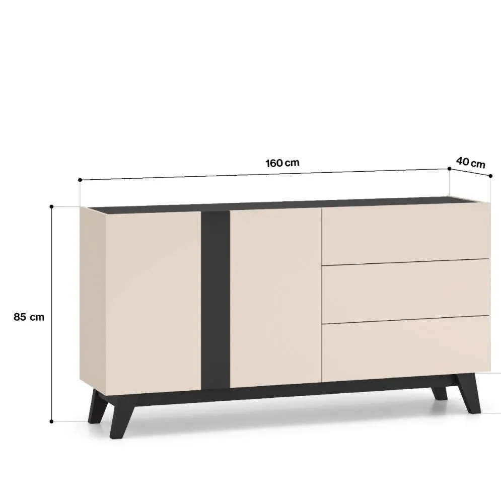 Komoda FRESHION 03 2D3S 160 kaszmirowa/czarna I sklep meblowy MIRAT. kolekcja FRESHION
