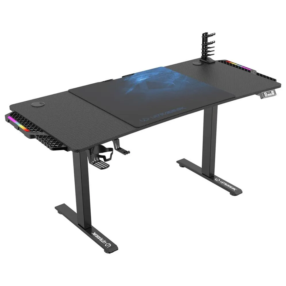Biurko gamingowe LEVEL V2 LED niebieskie ULTRADESK | MIRAT.