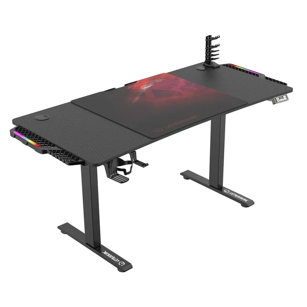 Biurko gamingowe LEVEL V2 LED czerwone ULTRADESK | MIRAT.