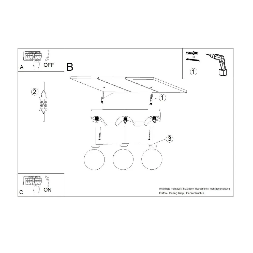 Plafon BULBO 3 naturalne drewno | sklep MIRAT  kolekcja bulbo